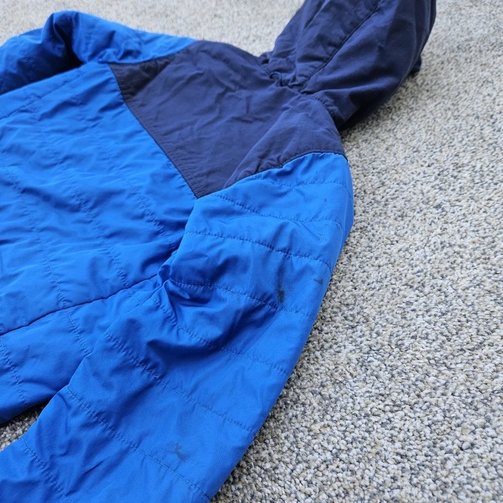 LL Bean Discovery Trail Jacket Synthetic Down Coat Blue Black Zip Up Youth L